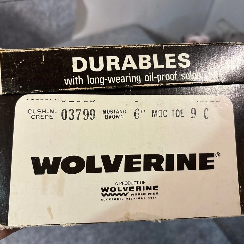 Vintage Wolverine Durables Moc‎ Toe Work Boot Mens 9C Brown Leather USA